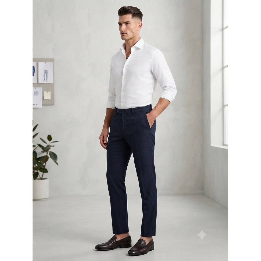 Baglioni Men's Navy Blue Wool Chinos/Dress Pants Versatile Formal Wear Size 48